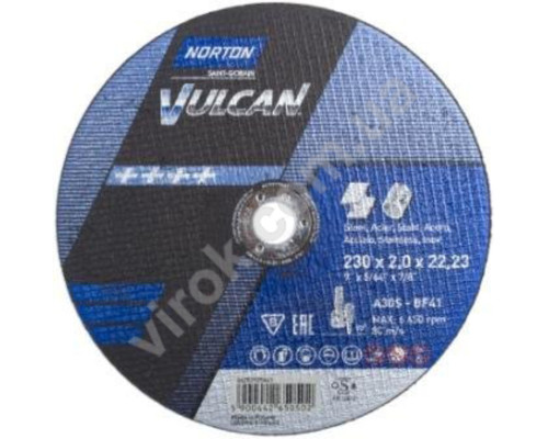 Диск відрізний по металу і нержав. сталі тм "NORTON VULCAN"; Ø= 230х22,2 мм, t= 2.0 мм
