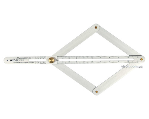 Кутомір алюмінієвий на шарнірах YATO: зовн./внутр. діапазони 10-170°/5-85°, довжина шкали- 380мм[10]