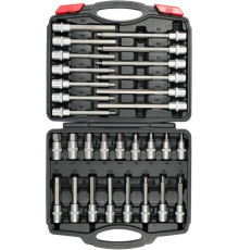 Набір головок торцевих з 6-гранними насадками YATO до квадрату 1/2", М5-М19, l=55-200мм, 30 елем [3]