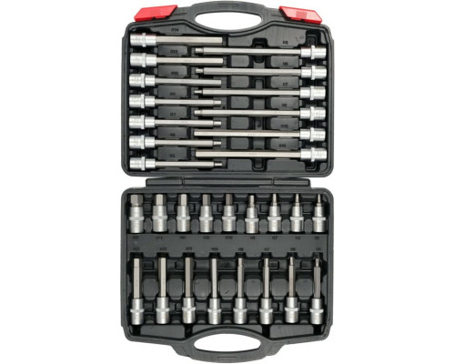 Набір головок торцевих з 6-гранними насадками YATO до квадрату 1/2", М5-М19, l=55-200мм, 30 елем [3]