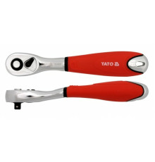 Тріщатка YATO : квадрат M=1/4"(6,3 мм), L=155 мм, з шарніром та вигнутою ручкою [12/24/96]