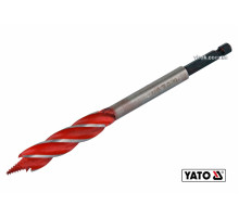 Свердло по дереву YATO : Ø= 14 мм, L= 165 мм, HRC 40-45 з 4 пругами, HEX- 1/4" [100]