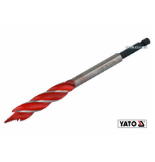 Свердло по дереву YATO : Ø= 14 мм, L= 165 мм, HRC 40-45 з 4 пругами, HEX- 1/4" [100]
