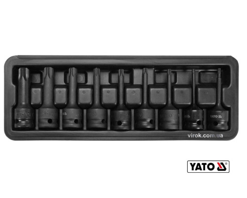 Набір насадок викруткових ударних YATO : TORX T20-T70. квадрат- 1/2". Cr-Mo. 9 Од [10]