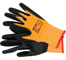 Перчатки рабочие нейлоновые с нитриловой оболочкой YATO размер 8, для использования смартфоном [12/144]