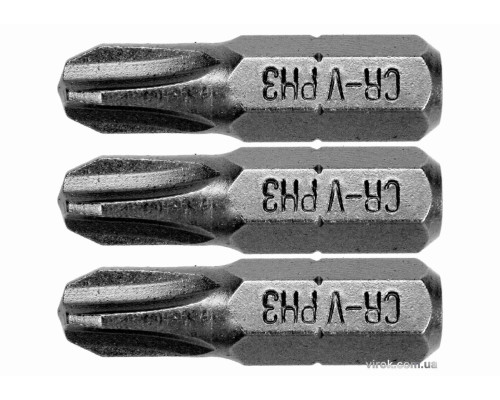 Насадка викруткова STHOR : Phillips PH3 x 25 мм, HEX 1/4", Cr-V, 3 шт DW