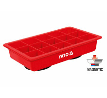 Органайзер пластиковий з магнітним дном YATO : 190 х 120 х 34 мм, 15 відділень - 33 х 33 мм [48]