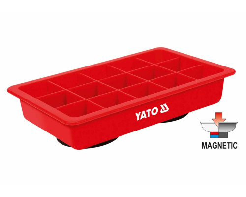 Органайзер пластиковий з магнітним дном YATO : 190 х 120 х 34 мм, 15 відділень - 33 х 33 мм [48]