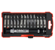 Нож прецизионный с держателем YATO в футляре, набор 14 элем. [6/48]