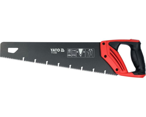 Ножовка по дереву YATO: L=400 мм, 7 зубов/1", полотно t=0.9 мм, покрытое PTFE [12/48]
