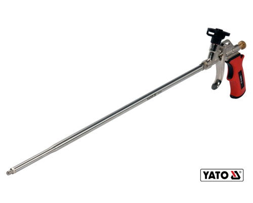Пістолет для нанесення монтажної піни YATO: подовжений аплікатор- 500 мм, алюмінієвий корпус [20]