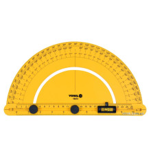Транспортир VOREL з шкалою 0-180º і рухомим рівнем l=250 мм, з блокувальними гвинтами [10/60/720]