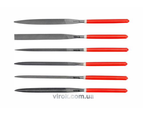 Надфили YATO: L=180/85 мм, b=5 мм. Набор из 6 шт. [25/100]