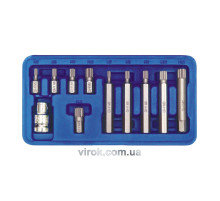 Насадки викруткові (біта) VOREL Cr-V. на тріщатку "Spline" 1/2", в пластм. фут. Набір 11шт.[20]