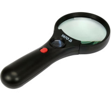 Лупа ручна в ABS-пластиковій оправі, 2 лінзи 3х/45х кратні, 192х 82х 28мм з підсвітленням [10]