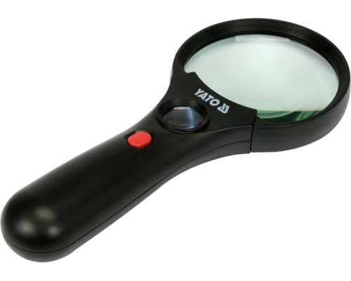 Лупа ручна в ABS-пластиковій оправі, 2 лінзи 3х/45х кратні, 192х 82х 28мм з підсвітленням [10]