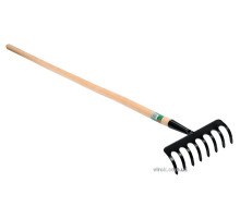 Грабли приусадебные, металлические FLO с деревянной рукоятью, 8 зубов [10/250]