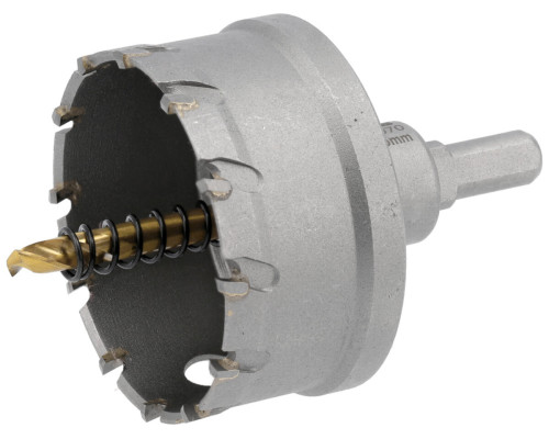 Сверло коронка по металлу TCT YATO: Ø65 x 103 мм, толщ. до 25мм, с направляющим, 6-гран. хвост 3/8" [6]