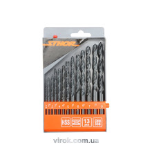 Набір свердл по металу STHOR HSS, Ø= 2,0 - 8,0 мм, 13шт. [25/50]