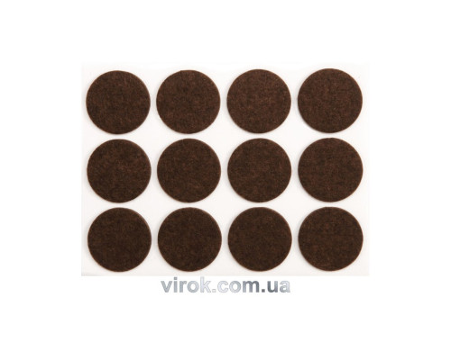 Протектор самоклеючий повстяний VOREL, Ø=28мм/12шт. (коричневі) [60/720]