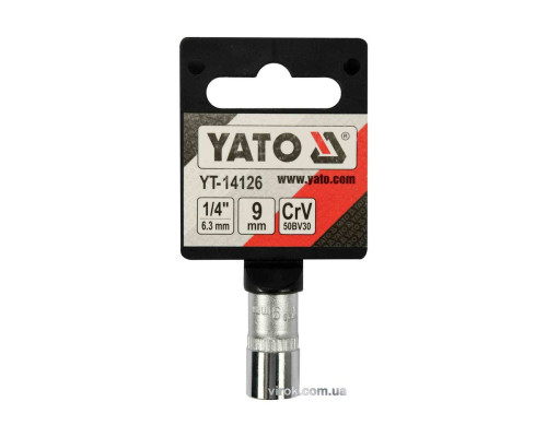 Головка торцева 6-гранна YATO : квадрат 1/4", М9, CrV [Блістер] [6/360]