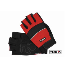 Рукавиці робочі з відкритими пальцями YATO : штучна шкіра + синтетична тканина, розмір 10 [12/72]
