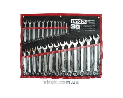 Ключі ріжково накидні YATO : М= 6-32 мм, Набір 25 шт. САТИН [3]