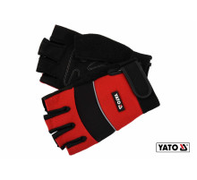 Рукавиці робочі з відкритими пальцями YATO : штучна шкіра + синтетична тканина, розмір 9 [12/72]