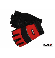 Рукавиці робочі з відкритими пальцями YATO : штучна шкіра + синтетична тканина, розмір 9 [12/72]