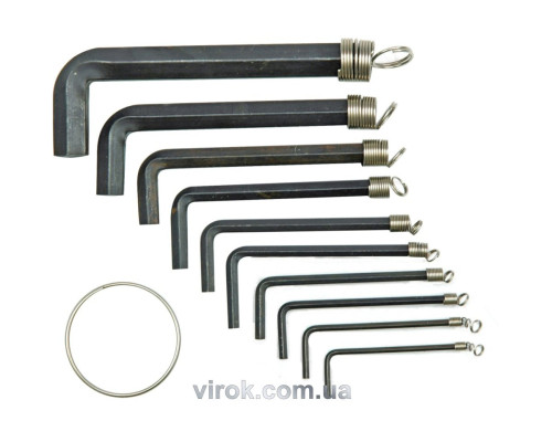 Ключі 6-гранні L-подібні VOREL : на кільці, М2,0-10 мм. Набір 8 Шт. [20/100]