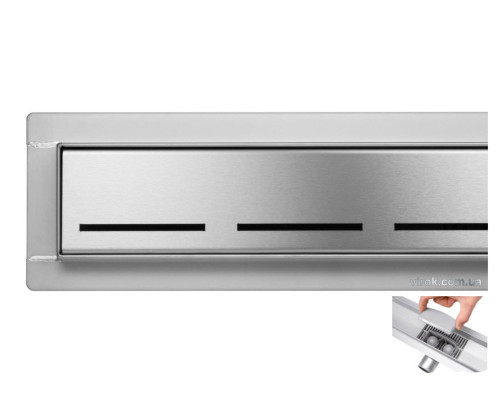 Напольный трап для душа из нержавеющей стали "LINE" FALA; 80х 7х 7 см, сифон h=52 мм [6]