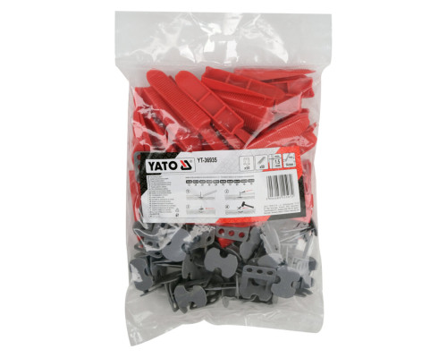 Кліпси і клини СВП для викладання плитки YATO до шва- 1,5 мм, плитка t≤ 14 мм. 50+50 шт. [15]