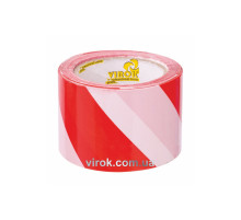 Лента сигнальная VIROK 72 мм х 100м. красно-белая [24]