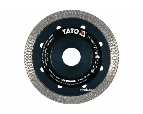 Диск відрізний алмазний по гресу, склу, кераміці YATO Ø=115x1.6x10x22.2 мм,в мокрому і сухому режимі