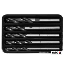 Набір свердл по металу YATO: HSS 4241, Ø10-15мм, L=75/150мм, до нержав. і конструкц. сталі, 5 шт[10]