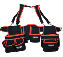 Пояс с 2 накладными сумками с карманами для инструмента YATO, на лямках; l= 1280 мм [10]