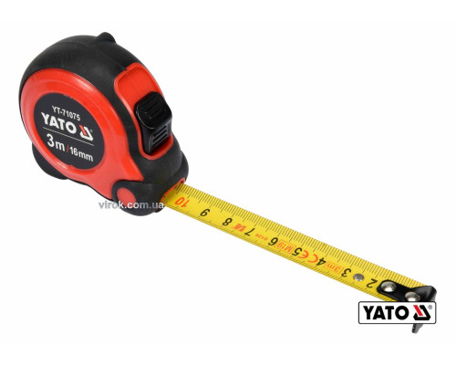 Рулетка YATO : L=3м x16мм, со стальной лентой, нейлоновым покрытием, двойной блокировкой [12/120]