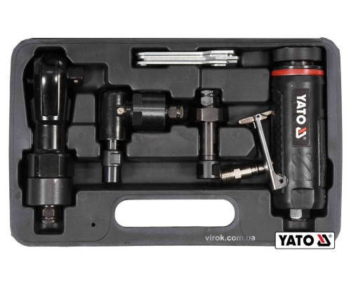 Тріщатка, шліфмашинки кутова і пряма пневматичні YATO: 1/2", тиск- 0.63 МПа, 113 л/хв 3 шт+кейс [10]