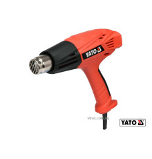 Фен технічний мережевий YATO: 2 кВт, 450°/600°C, 250/500 л/хв, регулятор температури + 4 насадки [5]
