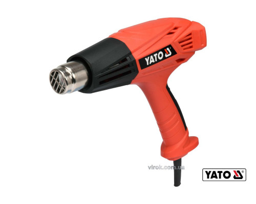 Фен технічний мережевий YATO: 2 кВт, 450°/600°C, 250/500 л/хв, регулятор температури + 4 насадки [5]