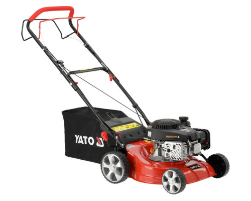 Газонокосилка бензиновая YATO с приводом: 1,9кВт, ширина резки: Ø= 41см, травосборник- 40л