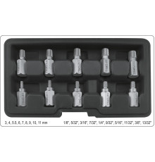 Набор экстракторов-насадок YATO Ø 3-11 мм, для сломанных винтов, 10 Ед. [20]