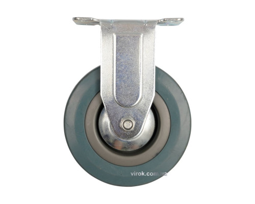 Колесо до візка Ø=125 мм, b=27 мм VOREL; сіра гума, зі штивною опорою; h=161мм, навантаж.- 50 кг[25]