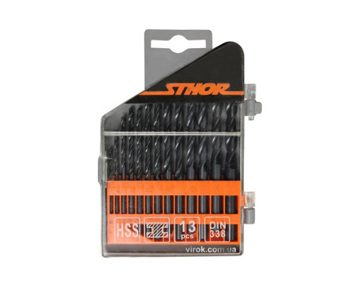 Набір свердл по металу STHOR HSS, Ø= 1,5 - 6,5 мм, 13 шт. [25/100]