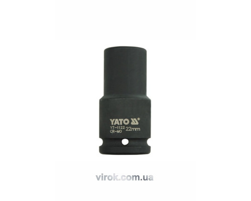Головка торцевая ударная 6-гранная YATO: удлиненная, квадрат 3/4", М=22 мм, L=90 мм [9/36]