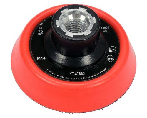 Диск крепежный опорный с липучкой для полировки YATO Ø= 75 мм, h= 16 мм, резьбовое соединение М14