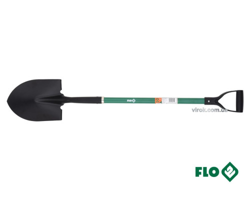 Лопата штыковая FLO острая: 22 x 29 x 120 см, стальная основа, стекловолоконная ручка [6/90]