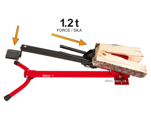 Дровокол ножний YATO : до заготовки l= 430 мм, Ø= 60-180 мм, сила натиску- 1.2 т [1]