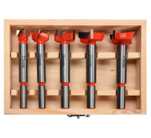 Набор сверл-фрез по дереву YATO: Ø=15-35 мм, со шпинделями Ø=8, 10 мм, в футляре, 5 шт. [20]