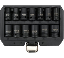 Набір головок торцевих ударних YATO 6-гранних з квадратом 1/2", M10-M24 мм. 13 шт. [10]